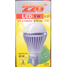 Лампа LED світодіодн. A60 9.0W 220B 810lm E27 4100K
