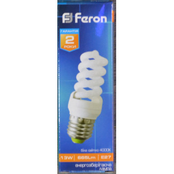 Лампа Feron ELT19 спіраль Т2 13W 4000K Е27
