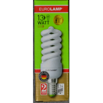 Лампа EUROLAMP  КЛЛ Т2 Spiral  13W 2700К Е14