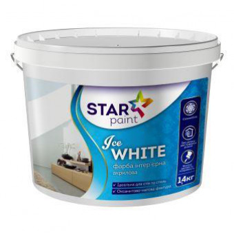 Фарба 1,4кг Ice White для стель та стін STAR PAINT